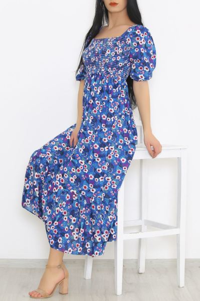 Karpuz Kol Elbise Maviçiçekli - 8823.1395.