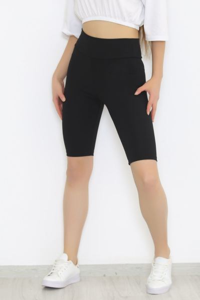 Fitilli Kısa Tayt Siyah - 8824.1567.