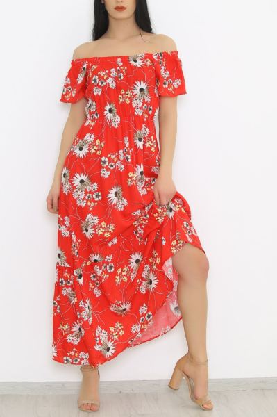 Madonna Yaka Elbise Kırmızıçiçekli - 8831.701.