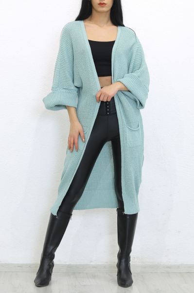 Yarasa Kol Uzun Hırka Mint - 8587.1319.