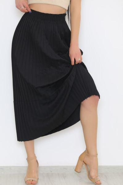Pileli Etek Siyah - 8771.1361.
