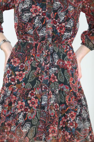 Astarlı Şifon Elbise Çiçeklisiyah - 8765.510.