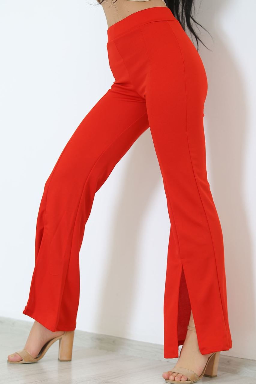 Yırtmaçlı İspanyol Paça Pantolon Kırmızı - 2126.1567.