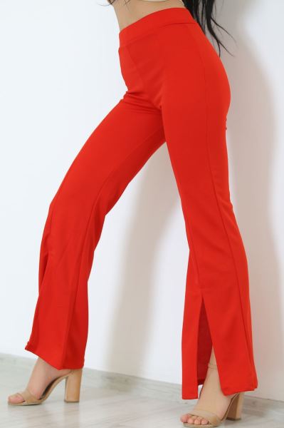 Yırtmaçlı İspanyol Paça Pantolon Kırmızı - 2126.1567.