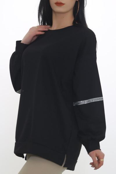 Kolları Taşlı Sweat Siyah - 3419.105.