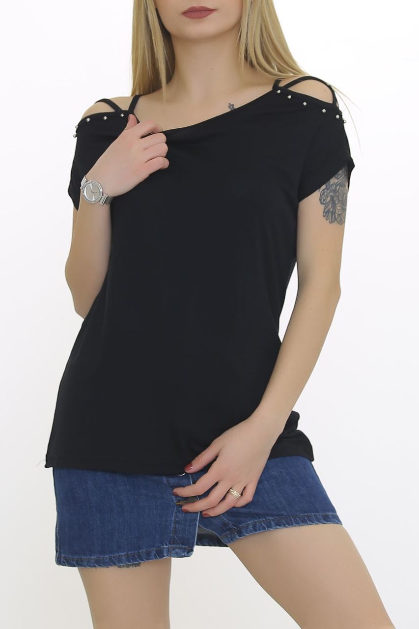 Omuz Dekolteli Bluz Siyah - 8666.599.