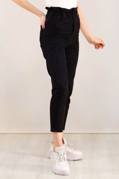 Beli Lastikli Kot Pantolon Siyah - 5092.925.