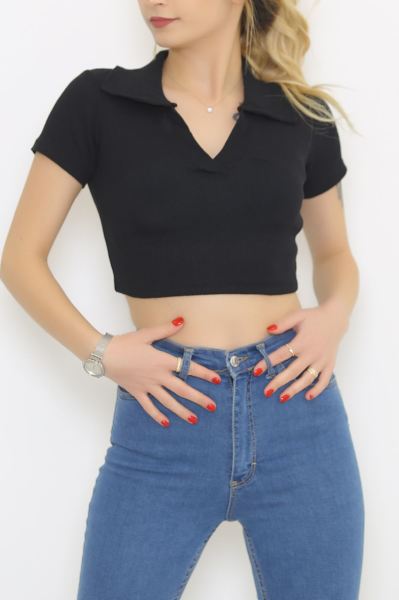 Polo Yaka Bluz Siyah - 8856.1388.